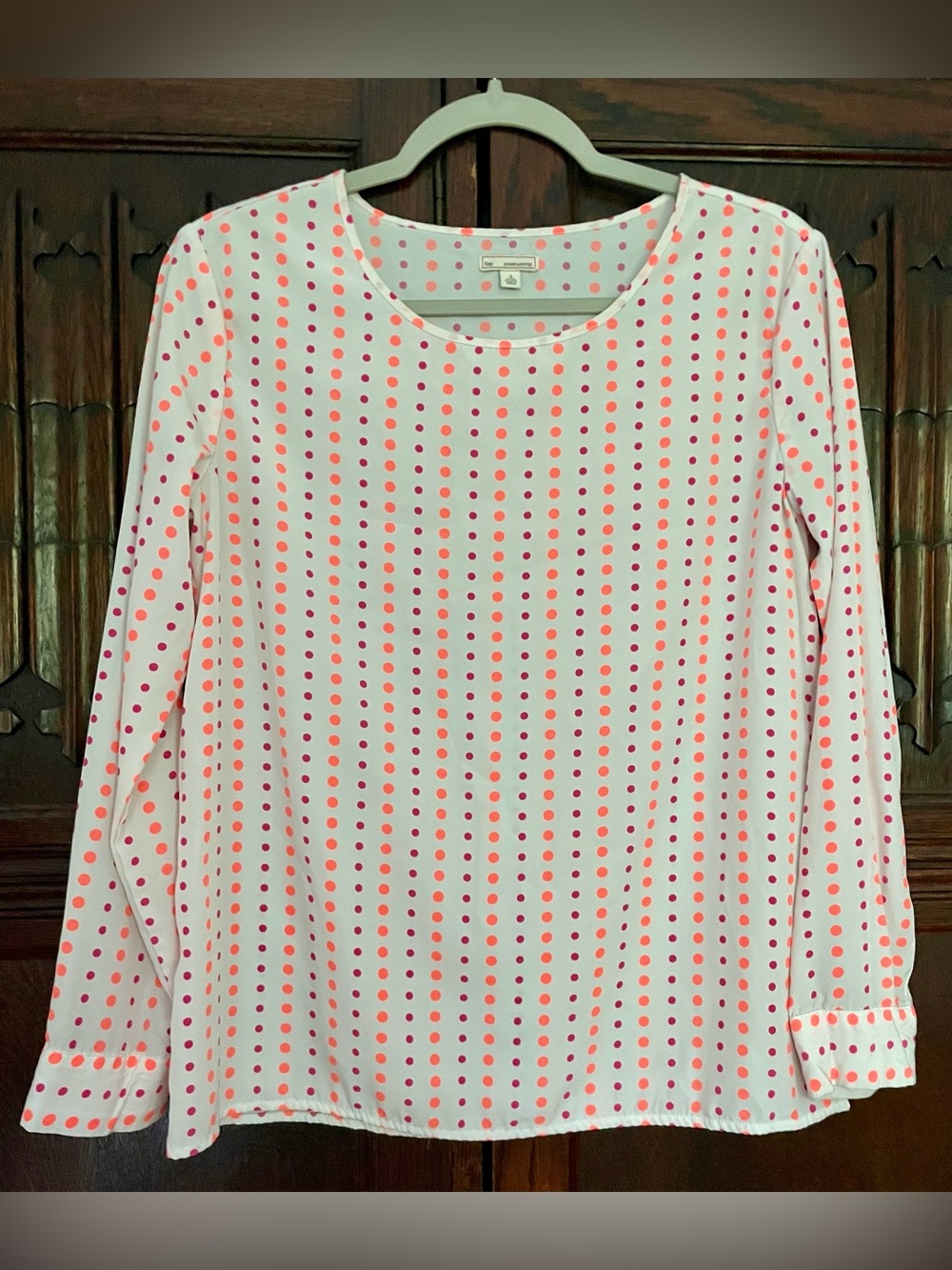 Vintage Gap Polka Dot Long Sleeve Roll-Up Blouse Size S